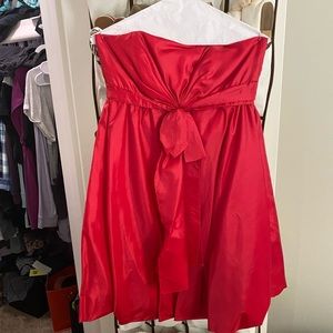 Red strapless mini formal dress